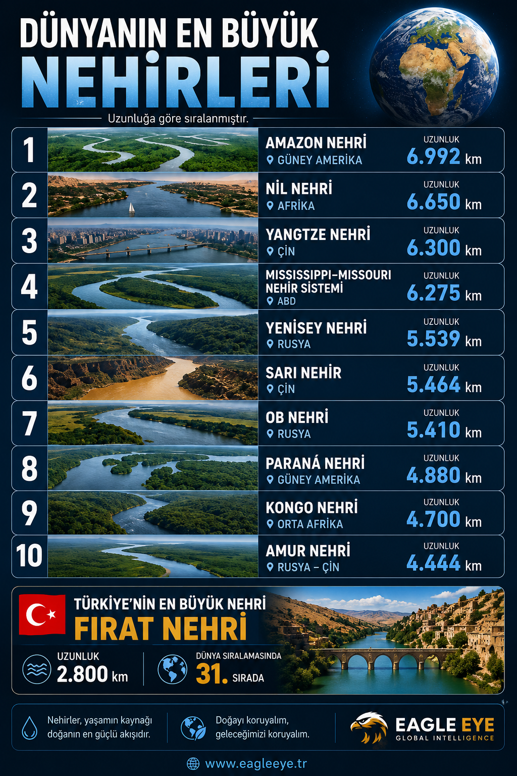 🌍 Dünyanın En Büyük Nehirleri